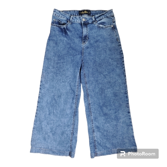 Indigo Rein Cropped Wide Leg Stretch Blue Jean - Picture 2 of 8